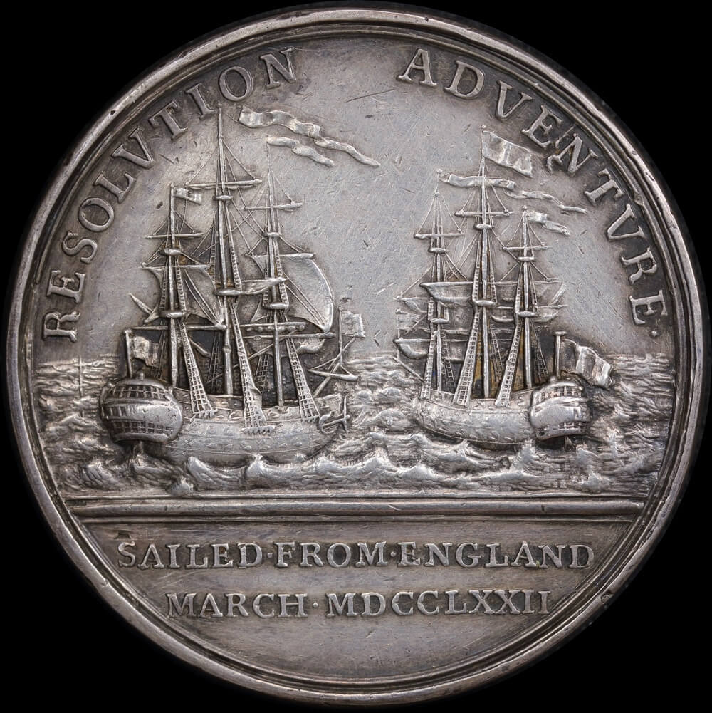 1772 Captain James Cook Resolution & Adventure Silver Medal good EF