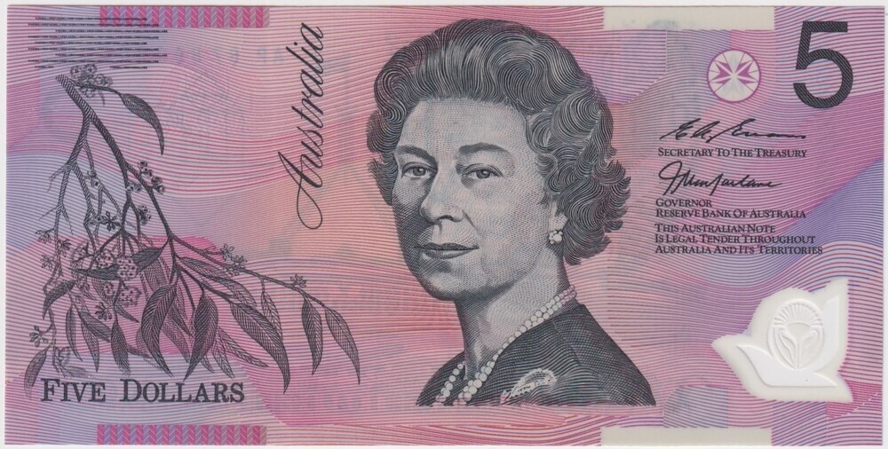 1997 $5 Test Note MacFarlane/Evans R218bT Type A Uncirculated