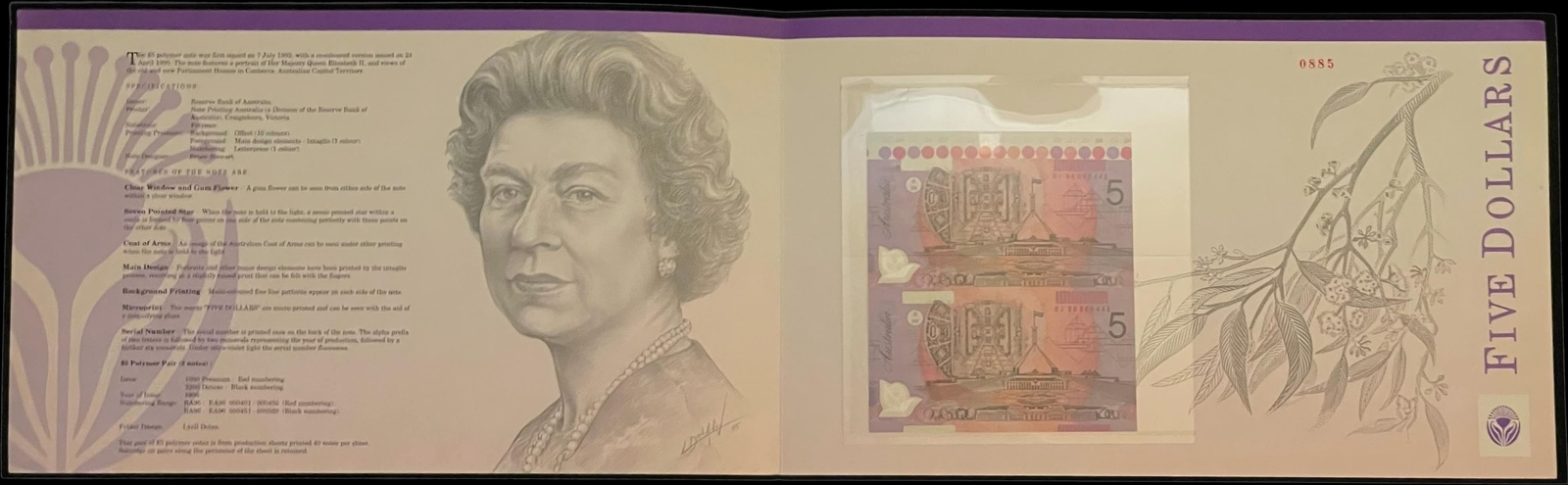 1996 Five Dollar Uncut Vertical Pair Premium