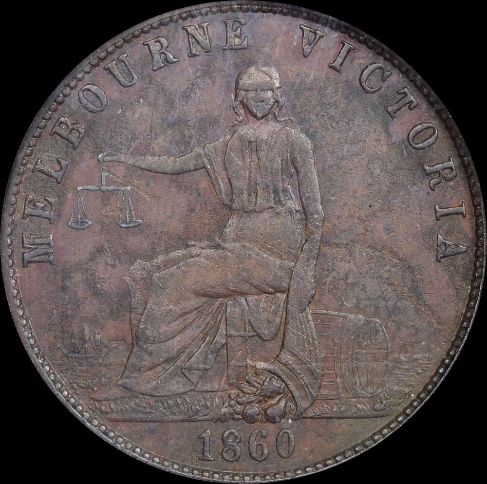 1860 John Andrew & Co. Copper Halfpenny Token A12 Very Fine