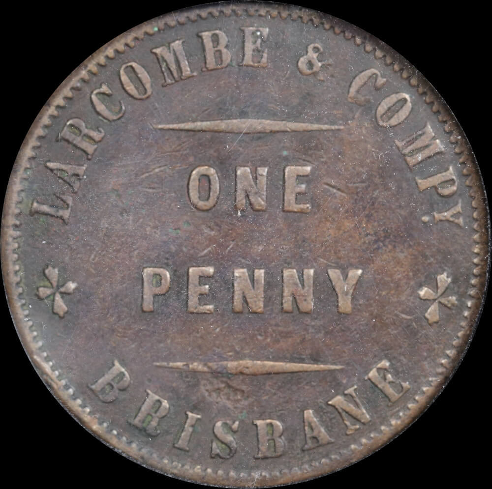 1860 Larcombe & Co. Copper Penny Token A313 AVF