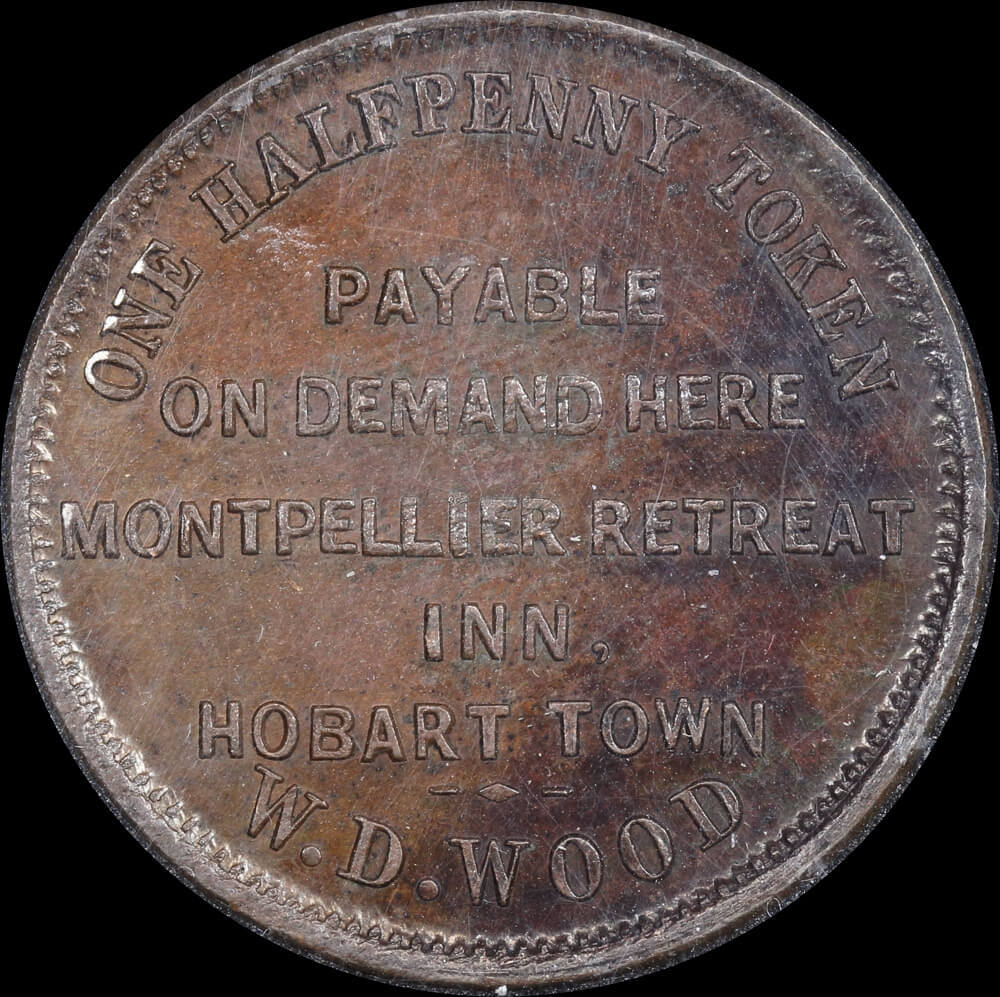 C. 1854 W.D. Wood Copper Halfpenny Token A#642 MS63BN