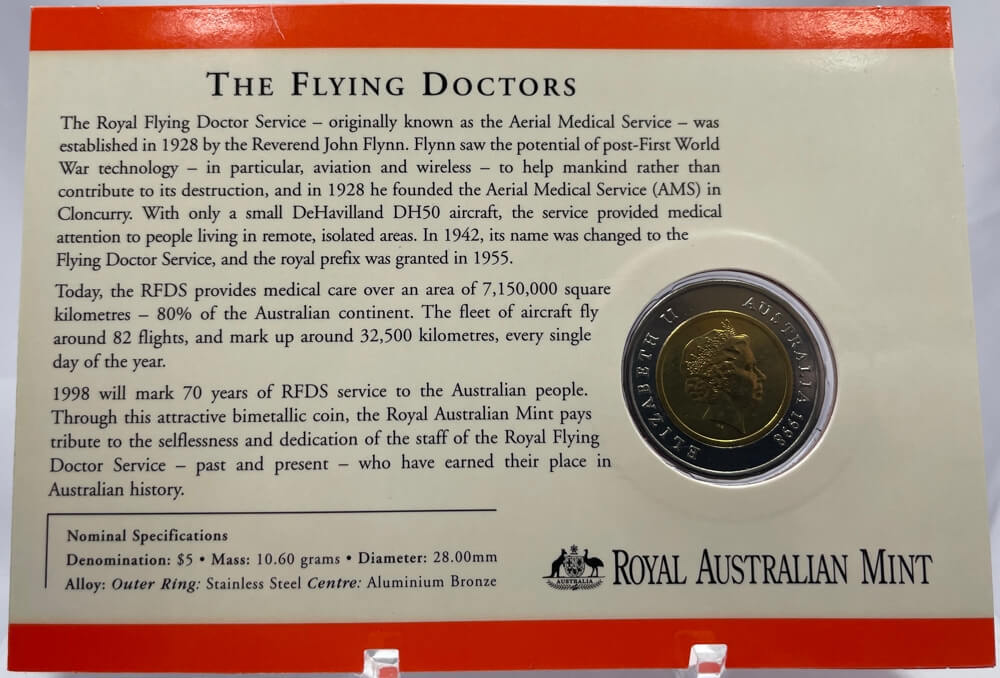 1998 Five Dollar Uncirculated Royal Flying Doctor Service
