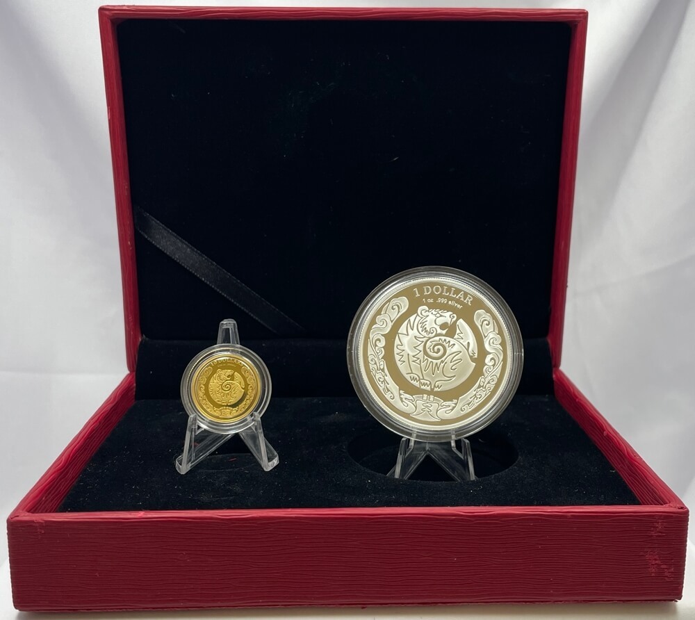 2010 Gold and Silver 2 Coin Proof Set 1/10 oz & 1 oz Year of the Tiger Series II product image