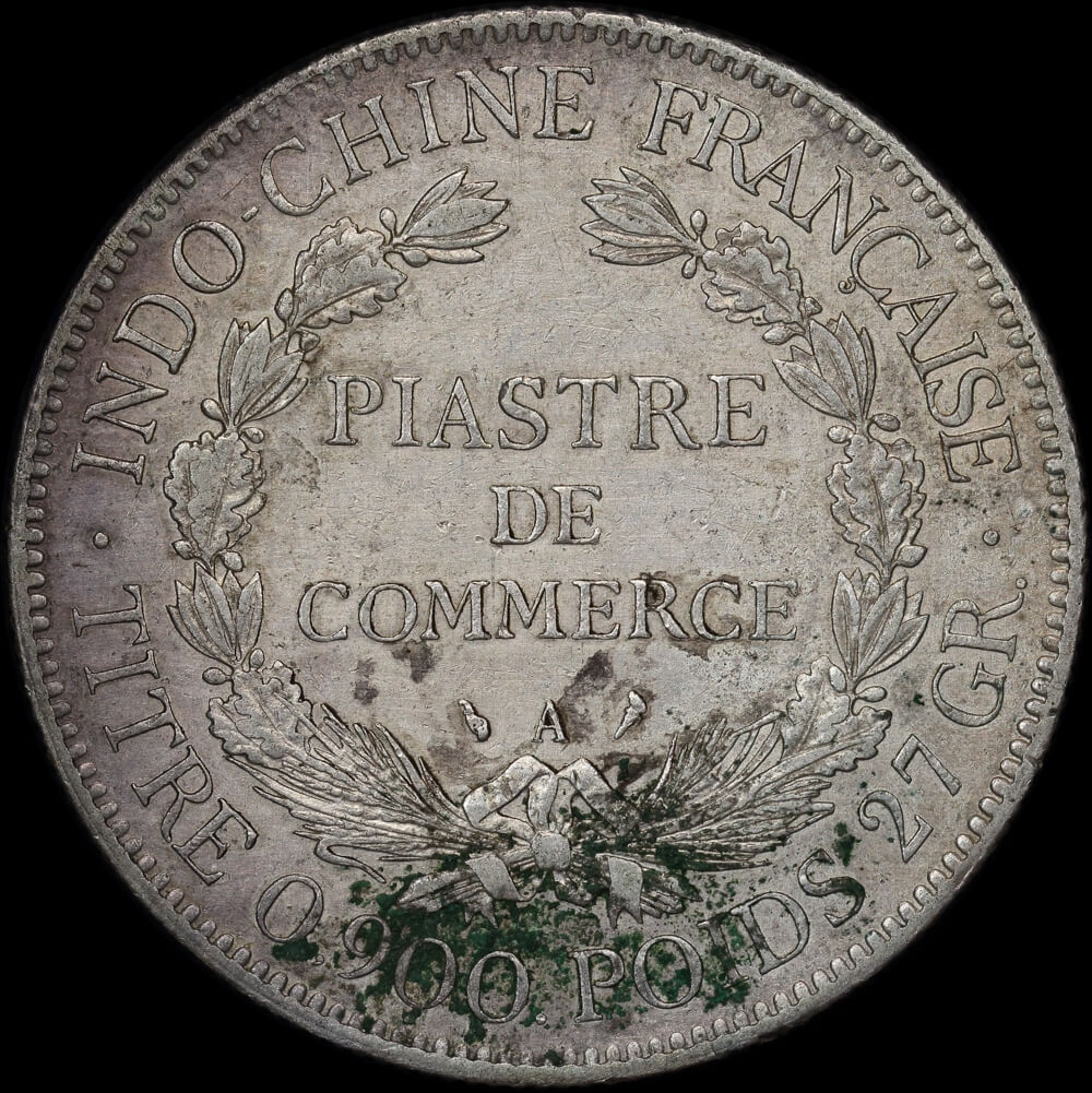 French Indo-China 1908 Silver Piastre KM#5a.1 good EF