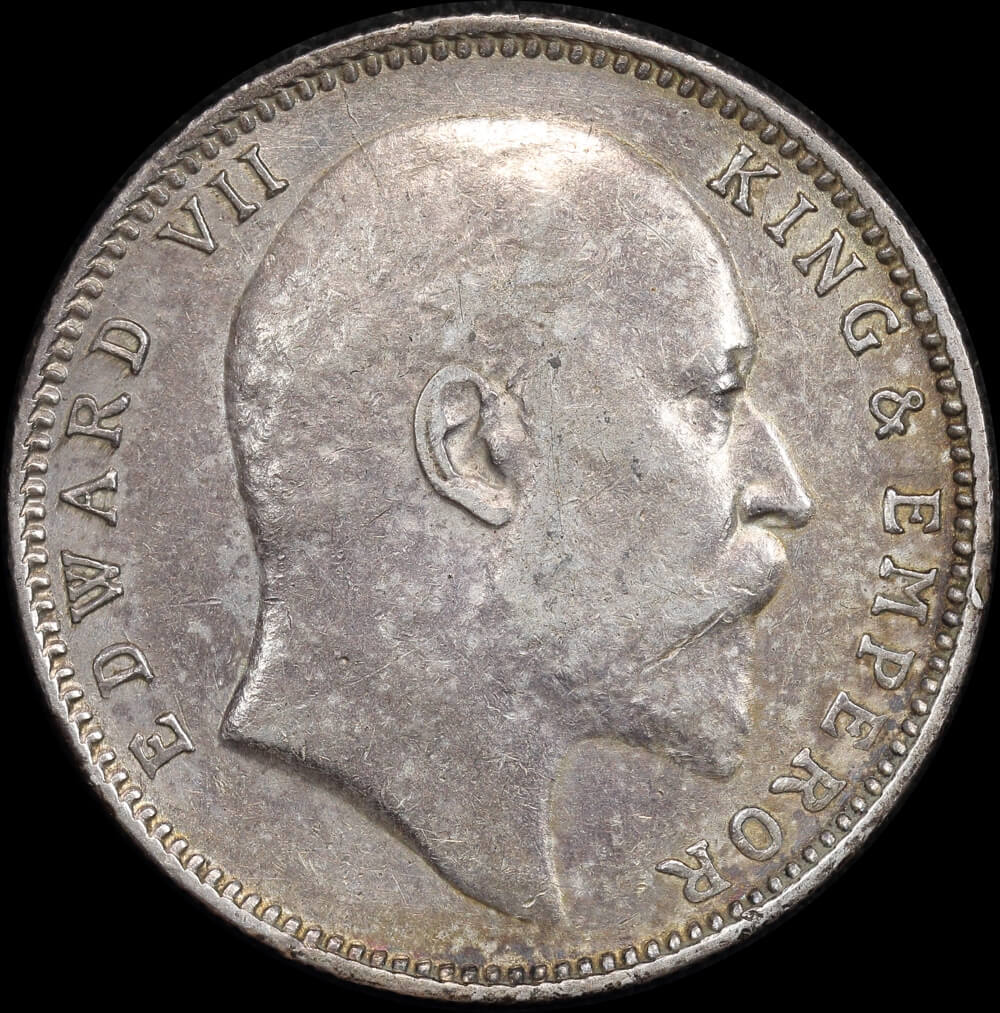 India (British) 1907 Silver Rupee KM# 508 Good EF product image