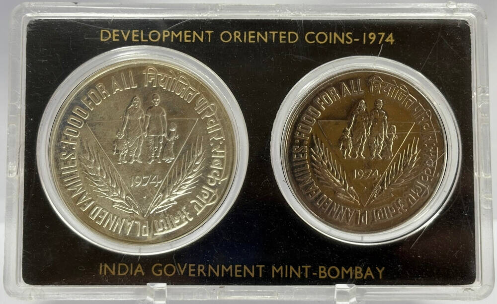 India (Republic) 1974 Proof 10+50 Rupee Pair Development Oriented