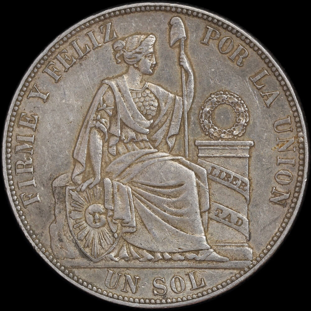 Peru 1887 Silver Sol KM# 196.22 Good EF product image