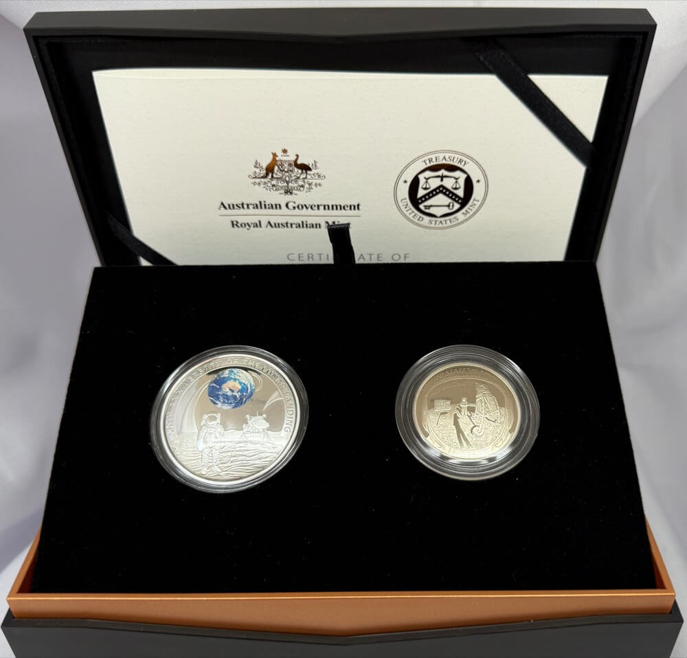 2019 Silver Two Domed Proof Coin Set Apollo 11 Moon Landing product image