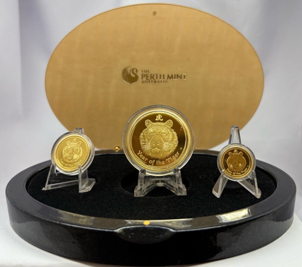 2010 Gold Three Coin Proof Set Year of the Tiger Australian Lunar Series II product image
