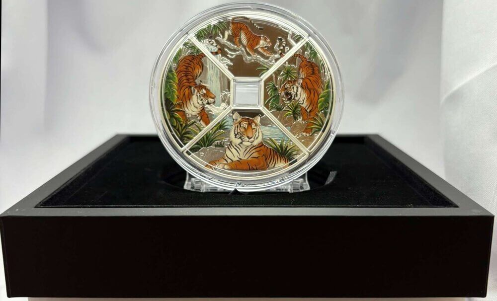 Tuvalu 2022 Silver 4 Coin Set Tiger Quadrant product image