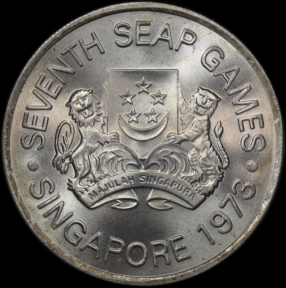 Singapore 1973 Silver 5 Dollar Uncirculated Coin KM#10 SEAP Games product image