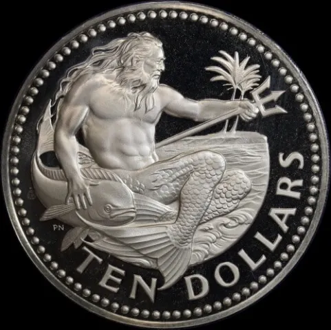 Barbados 1974 Silver 10 Dollar Proof Coin KM#17a