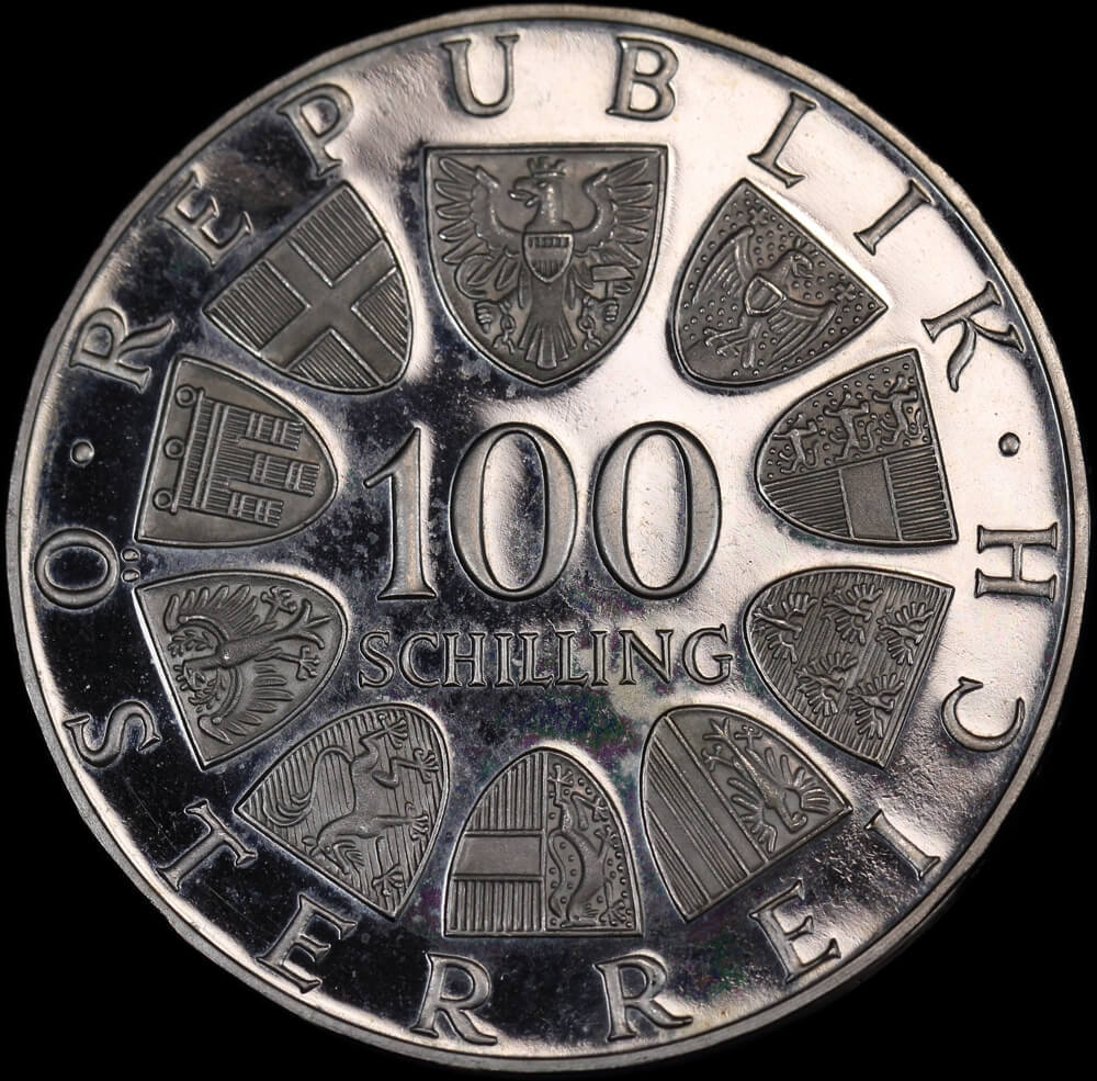 Austria 1975 Silver 100 Schillings Proof Coin KM#2923 Johann Strauss