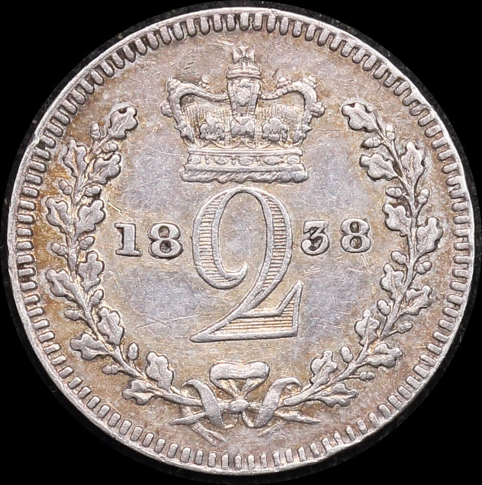 1838 Silver Maundy Victoria Two Pence KM#729 good EF