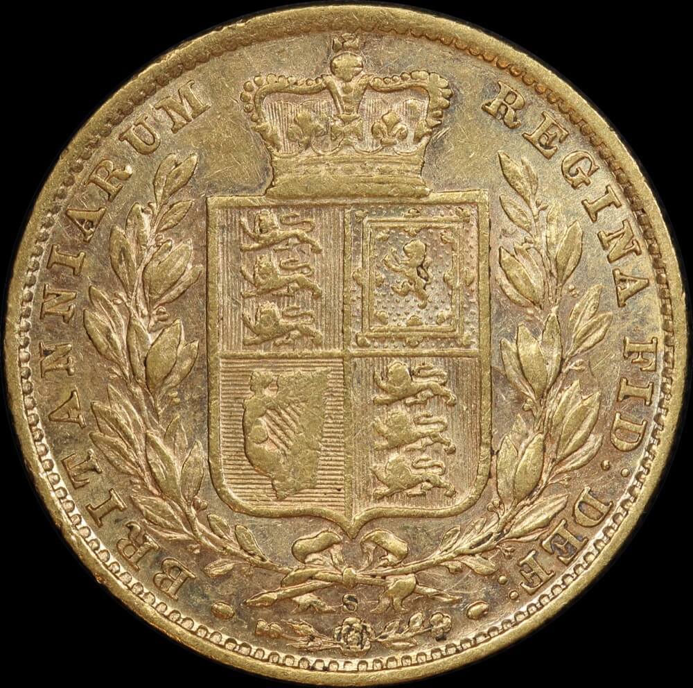 1880 Sydney Shield Sovereign Inverted A Error about VF
