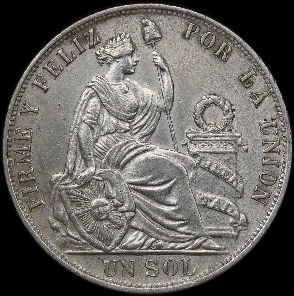 Peru 1891 Silver Sol KM# 196.24 Good EF product image