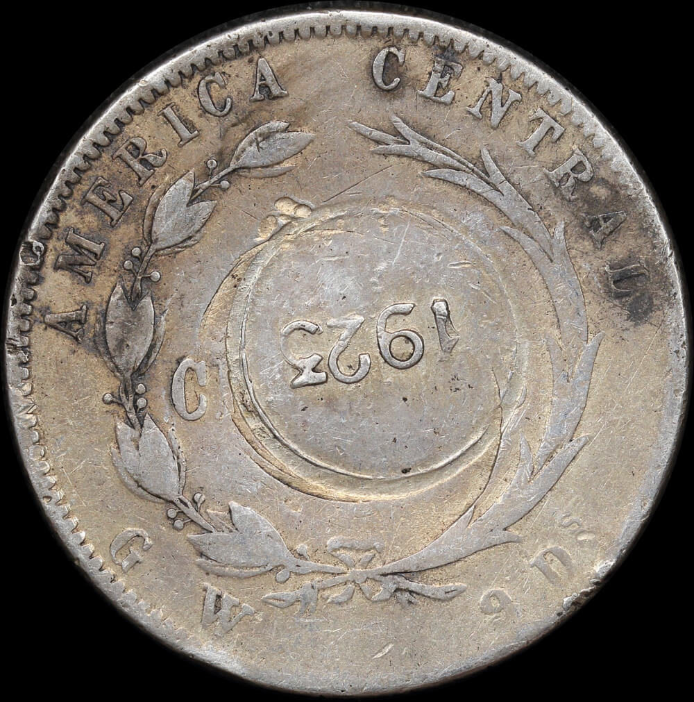 Costa Rica 1923 Silver Colon KM# 163 Good EF product image