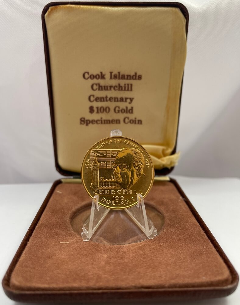 Cook Islands 1974 Gold 100 Dollars KM# 12 Churchill Centenary Uncirculated product image