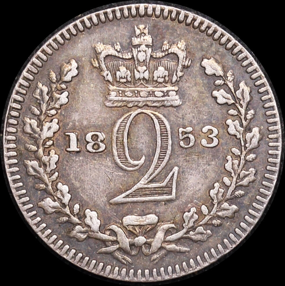 1853 Silver Maundy Twopence Victoria KM#729 good EF