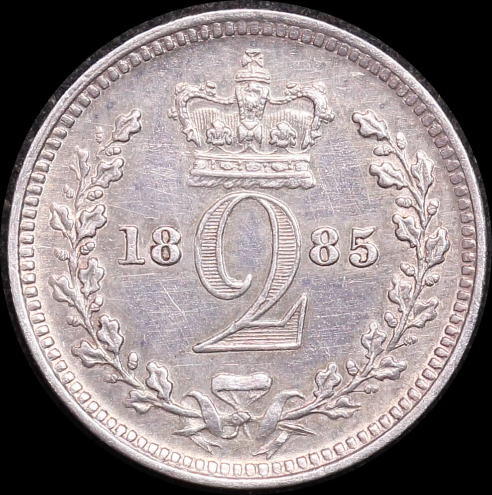 1885 Silver Maundy Twopence Victoria KM#729 good EF