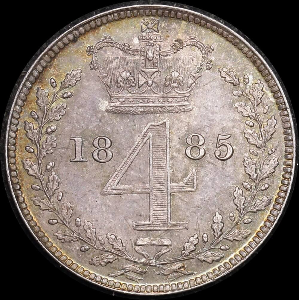 1885 Silver Maundy Fourpence Victoria KM#732 about Unc