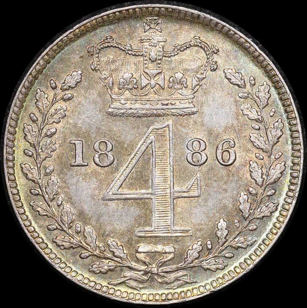 1886 Silver Maundy Fourpence Victoria KM#732 about Unc