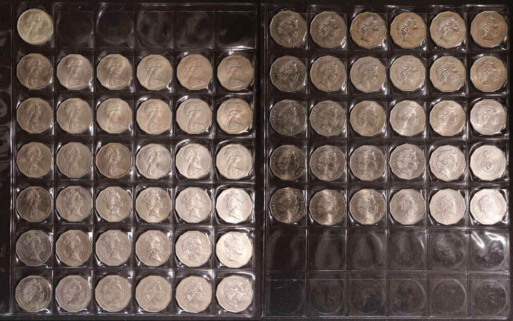 1966-2022 50 Cent Comprehensive Collection of 67 Uncirculated Coins