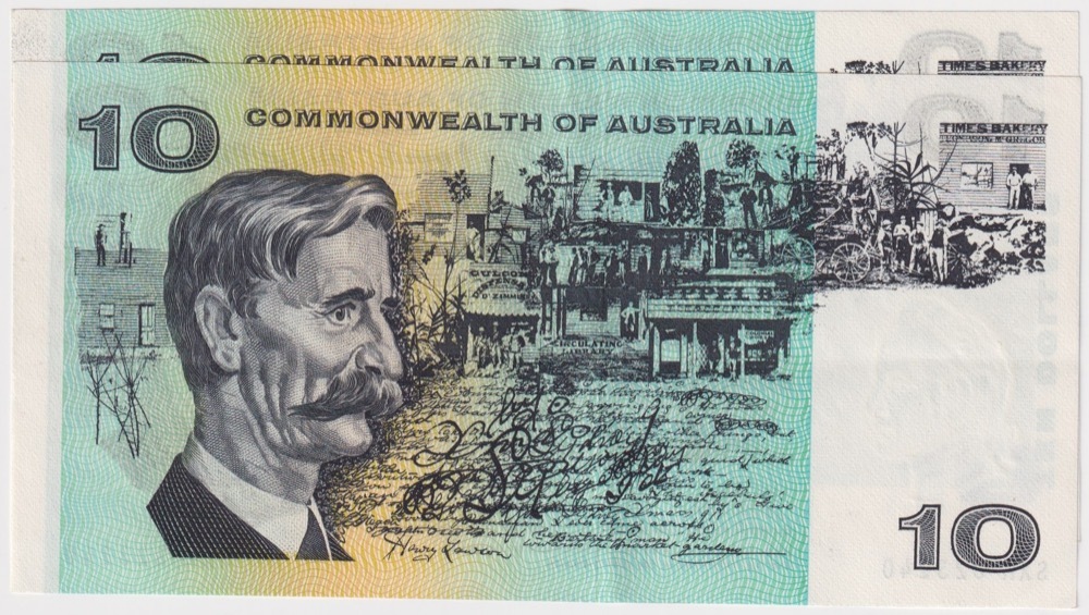1972 $10 Note Consecutive Pair Commonwealth of Australia Phillips/Wheeler R304 good EF