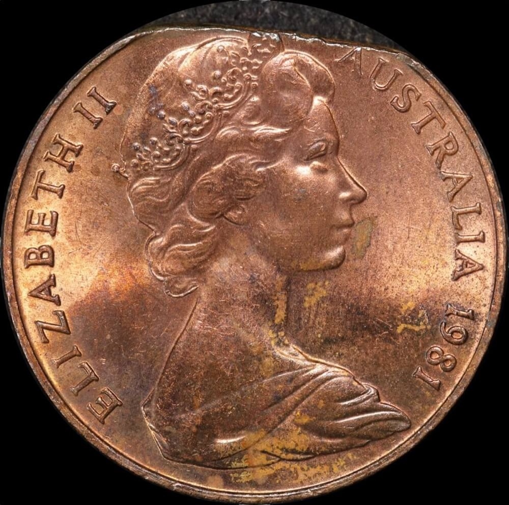 Australia 1981 Two Cents End of Bar Clipped Planchet Error Uncirculated