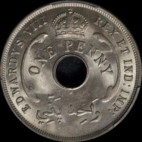 British West Africa 1936-H Copper Nickel Penny KM#9 PCGS MS64