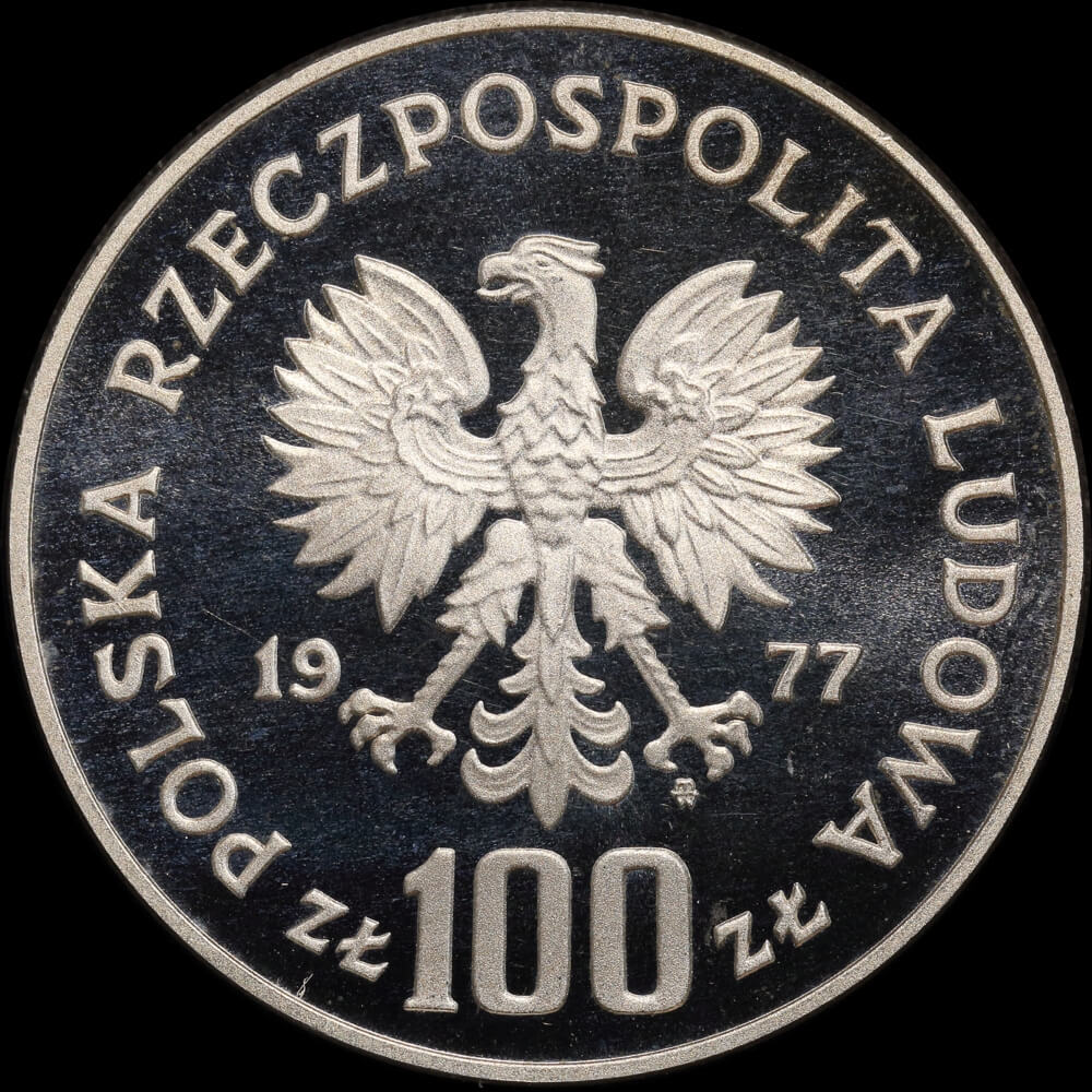 Poland 1977 Silver Proof Coin 100 Zlotys Y#87 Buffalo product image