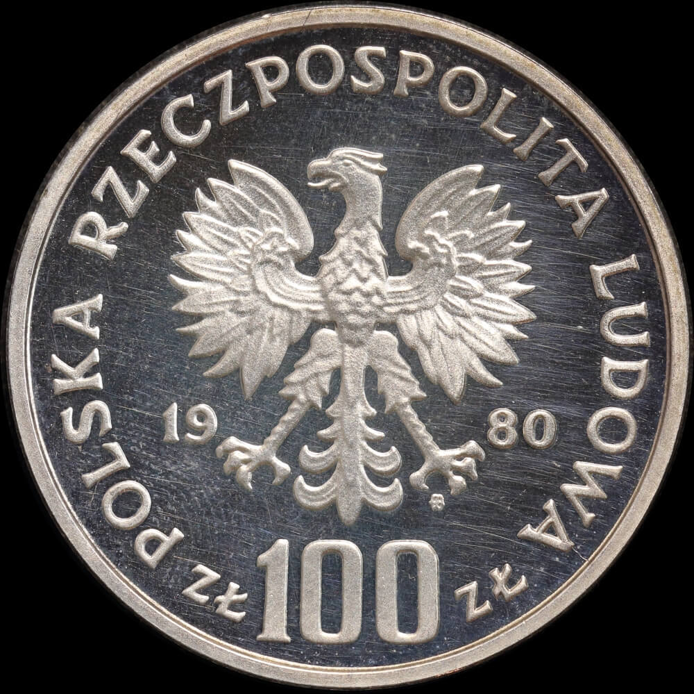 Poland 1980 Silver Proof Coin 100 Zlotys Y#121 Cappercaillie product image