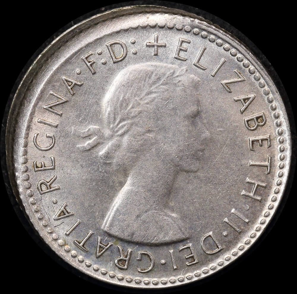 1962 Sixpence 2mm Offstrike Error about Unc