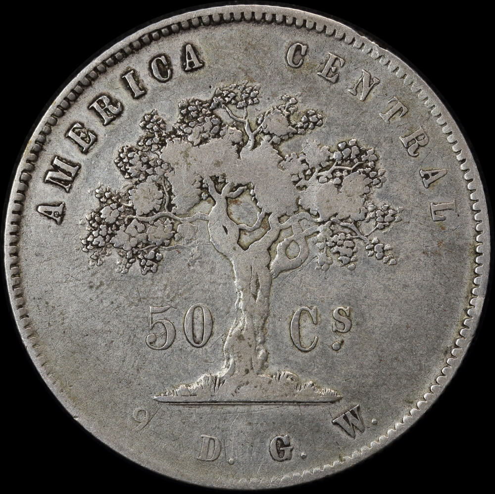 Costa Rica 1875 Silver 50 Centavos KM#112 Very Fine product image