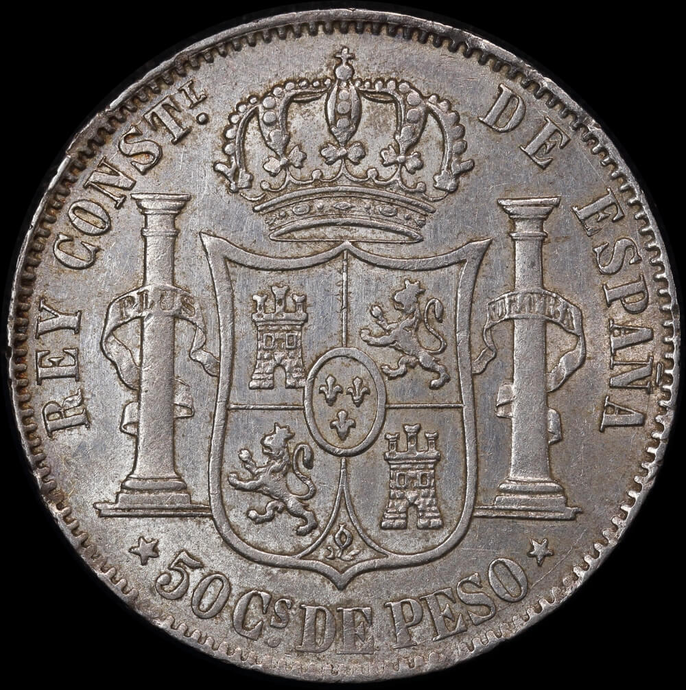 Philippines 1885 Silver 50 Centavos KM#150 about EF product image