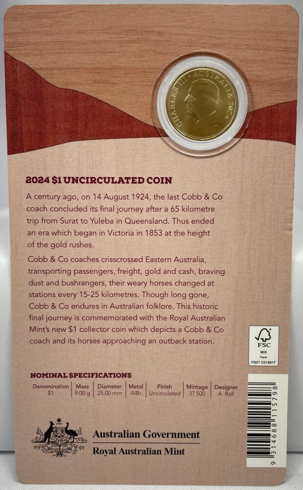 2024 1 Dollar Uncirculated Coin Cobb & Co