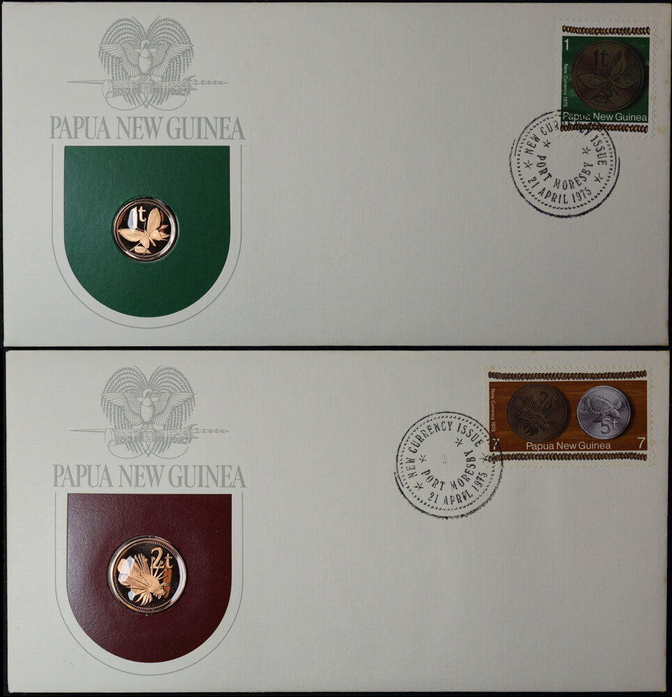 Papua New Guinea 1975 Collection of Proof Coins in First Day of Issue Cachets product image