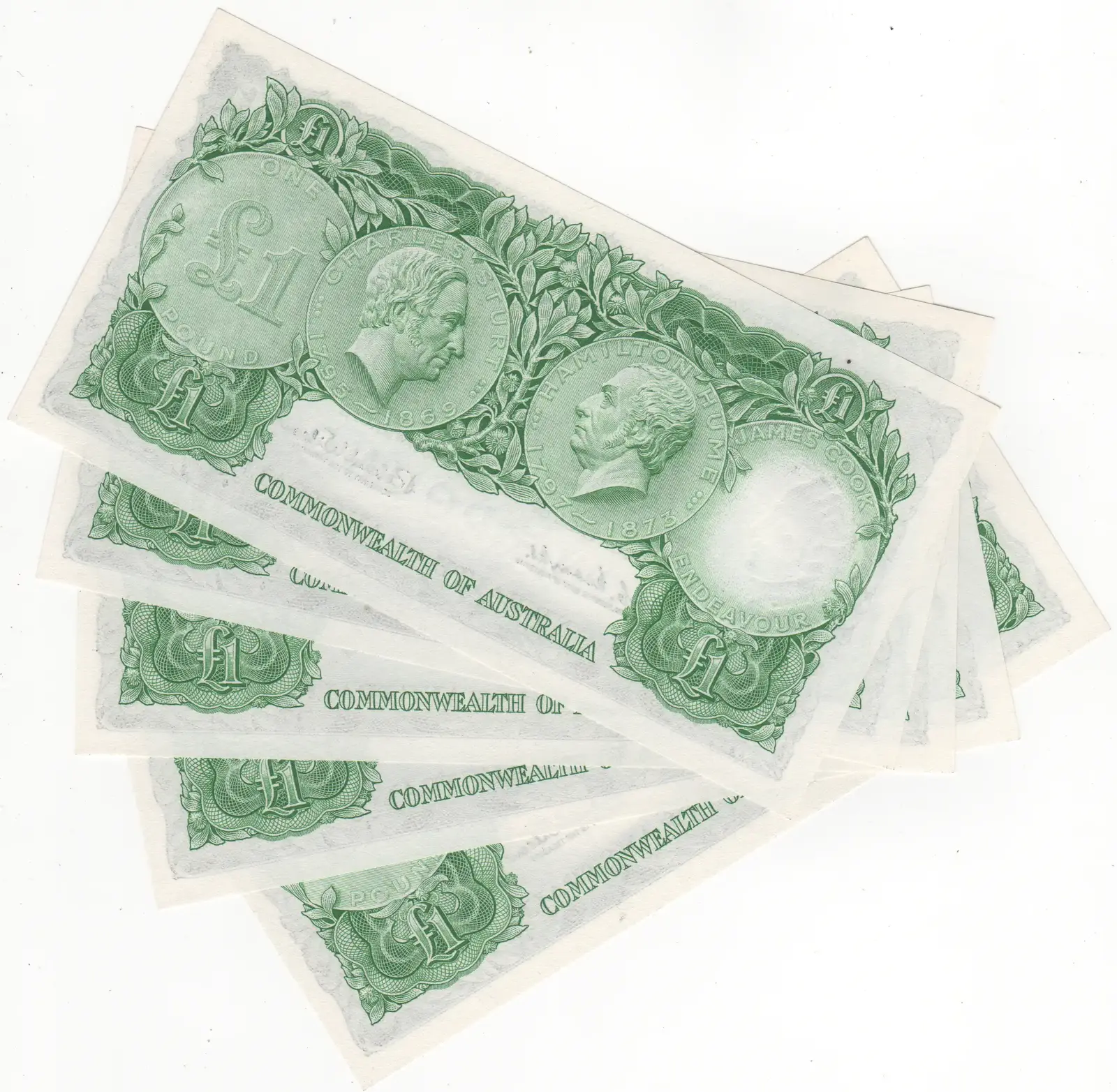 1961 One Pound Consecutive Run of 5 Coombs/Wilson R34B Uncirculated product image