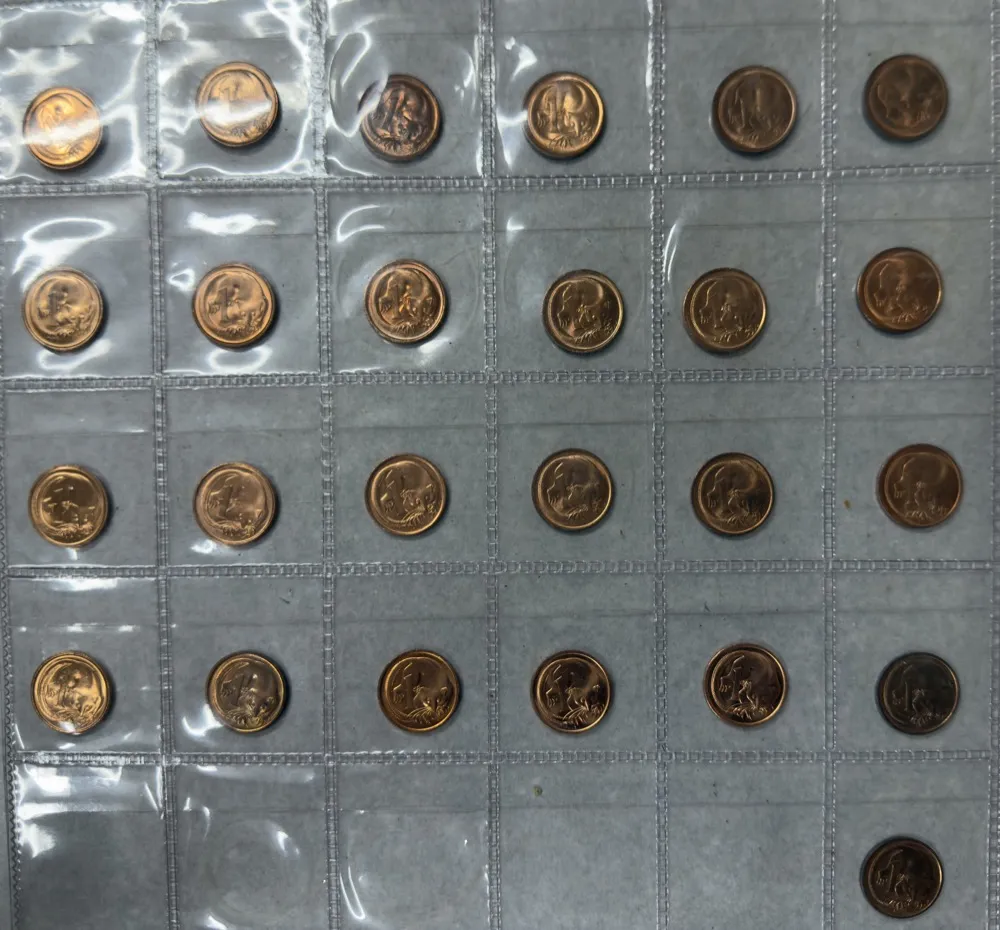 Complete  Set of Australian 1 Cent Coins 1966~1990 Uncirculated product image