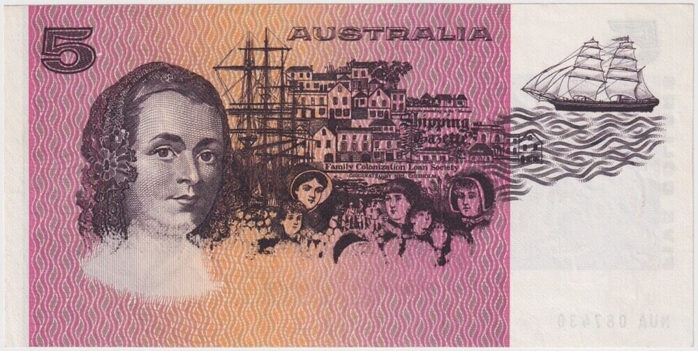 1976 $5 Note Gothic Side Knight/Wheeler Intaglio Fadeout Error R206b EF