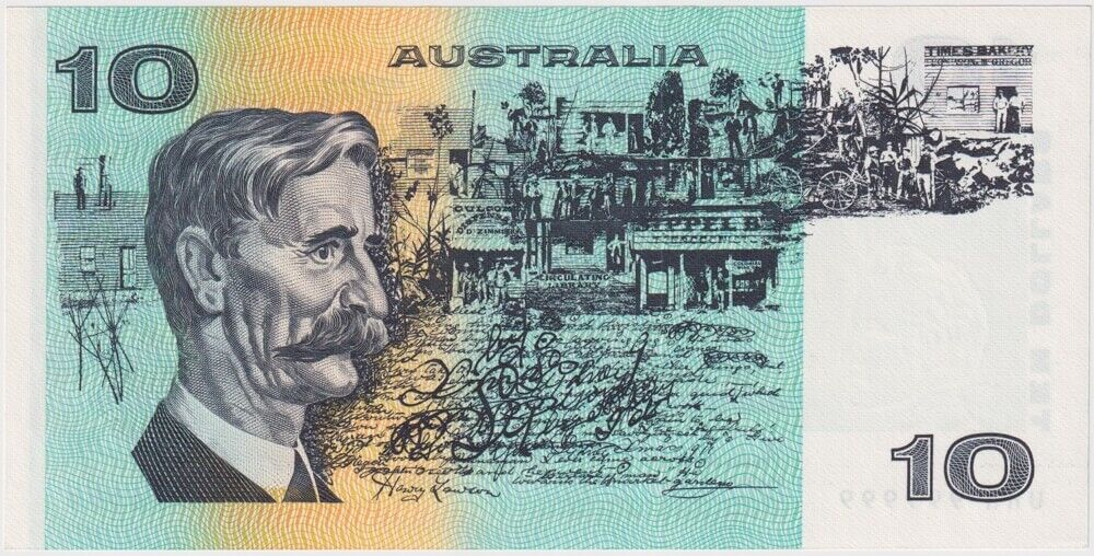 1985 $10 Note Paper Johnston/Fraser R309 Uncirculated Solid Serial Number UHH 999999