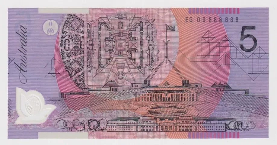 2002 $5 Note Macfarlane/Henry R220b Uncirculated Solid Serial EG 06888888