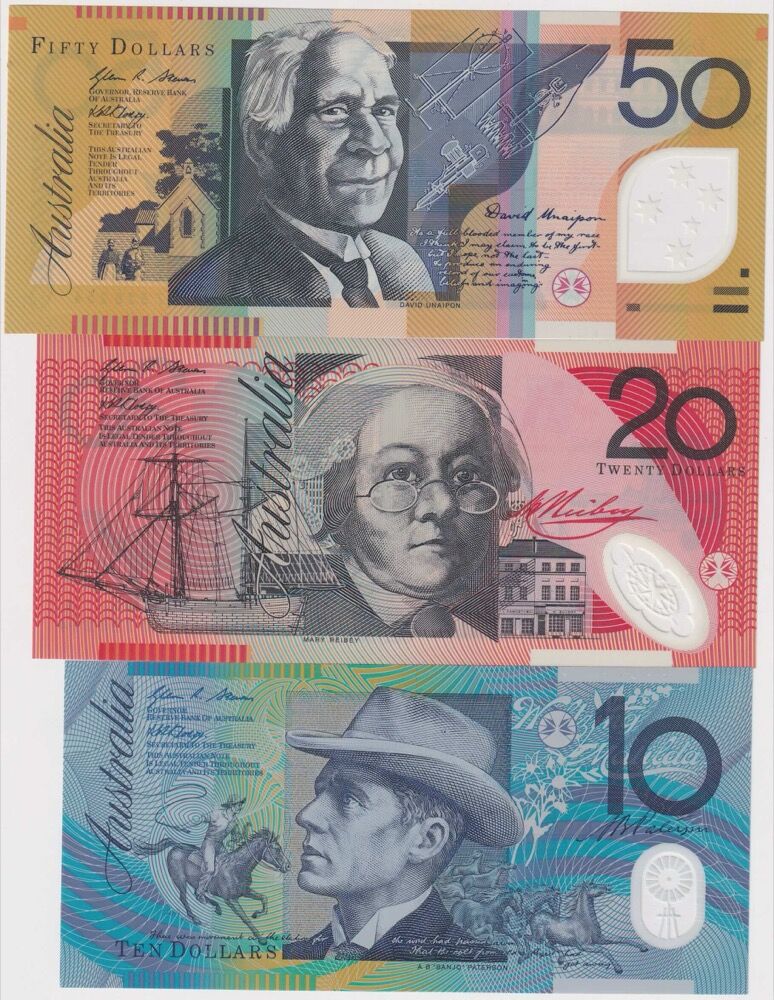 2007 Set of 3 Notes Stevens/Henry Last Prefix Uncirculated Matching Serials