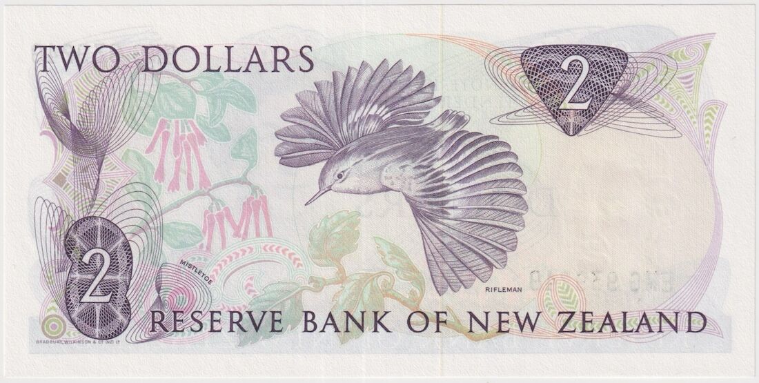 New Zealand 1985 $2 Dollar NoteP #170b Uncirculated