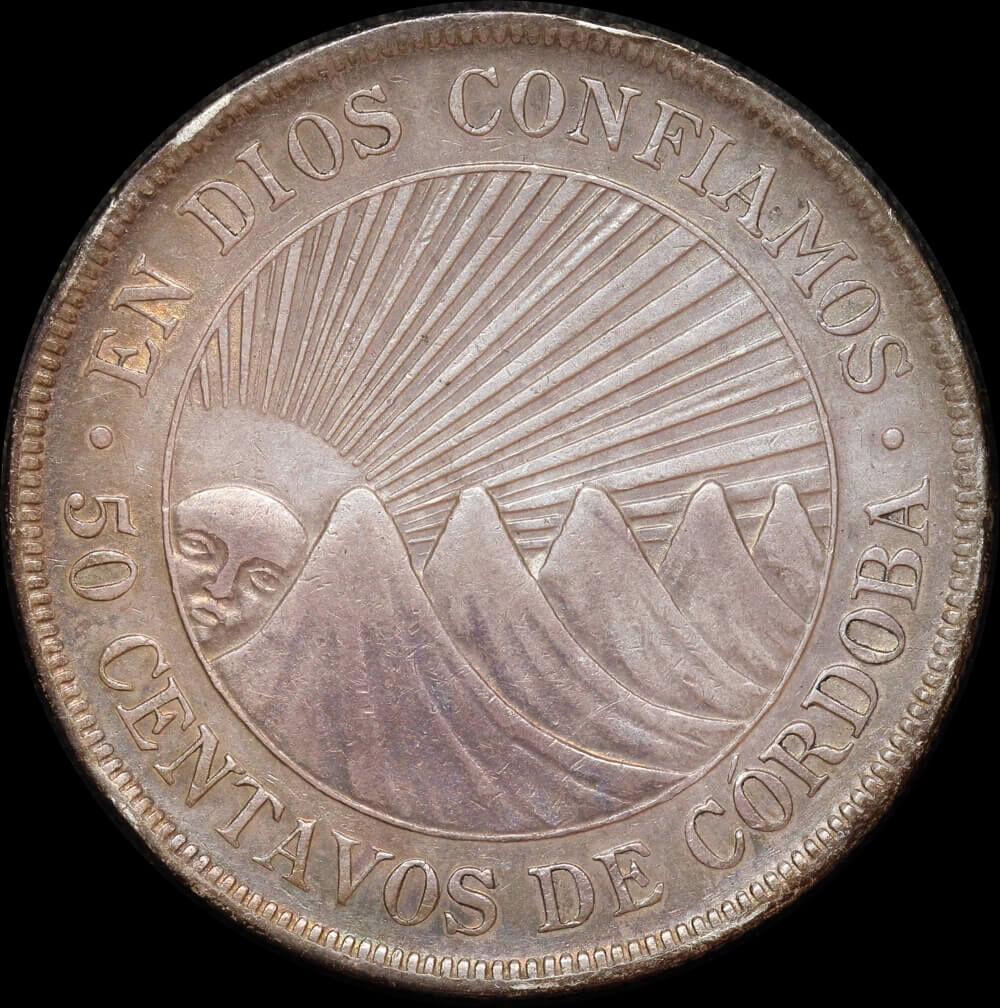 Nicaragua 1912 Silver 50 Centavos KM#15 EF product image
