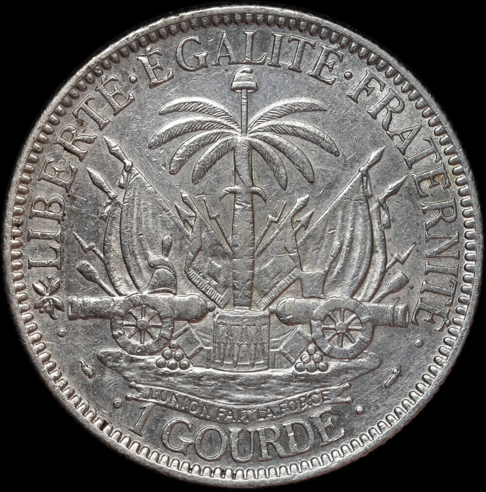 Haiti 1887 Silver 1 Gourde KM#46 good EF product image