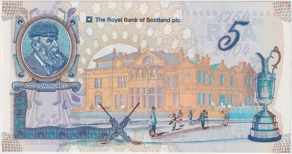 Royal Bank of Scotland 2004 5 Pounds P#363 Uncirculated St. Andrews Royal & Ancient Golf Club