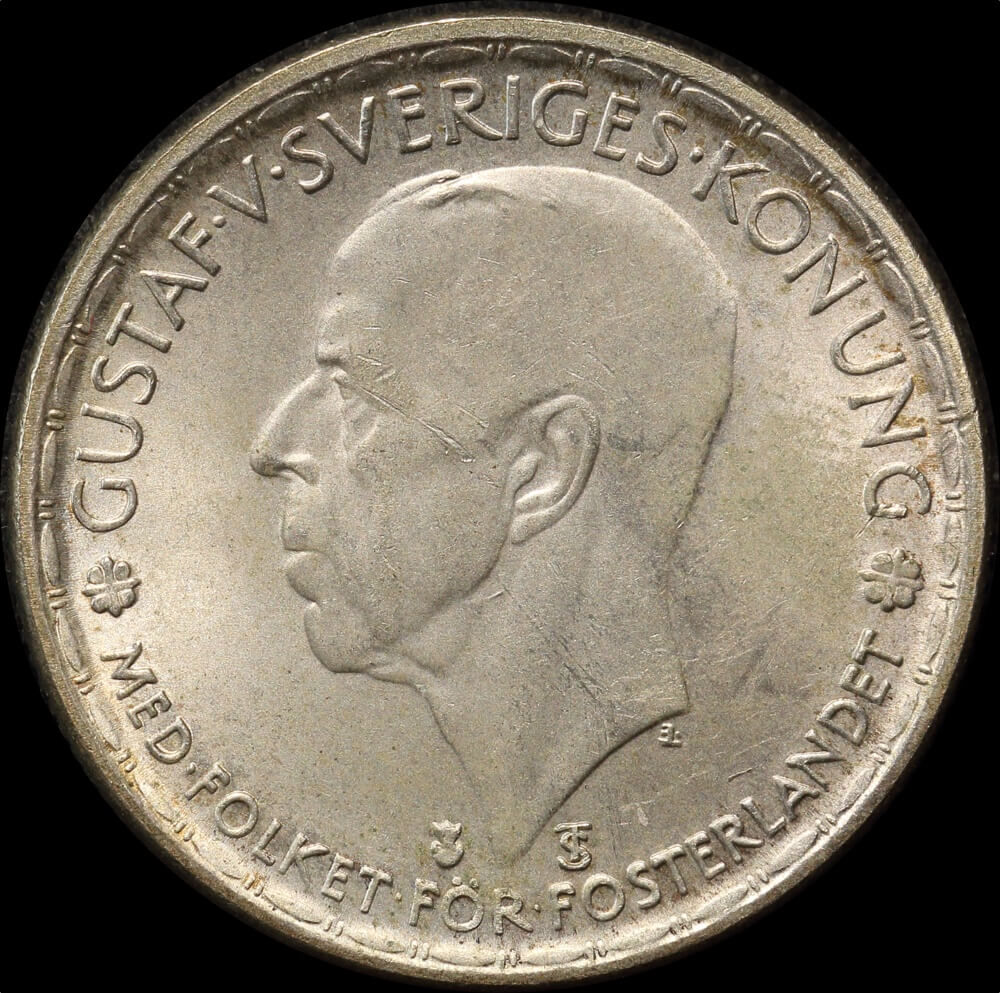 Sweden 1945 Silver 1 Krona Gustaf V KM#814 Uncirculated product image