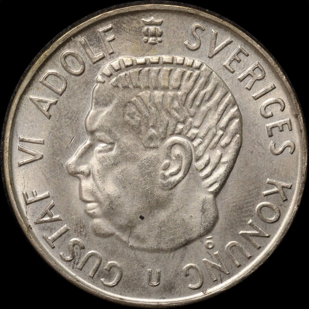 Sweden 1971 Silver 5 Kronor Gustaf VI Adolf KM#829 Uncirculated product image